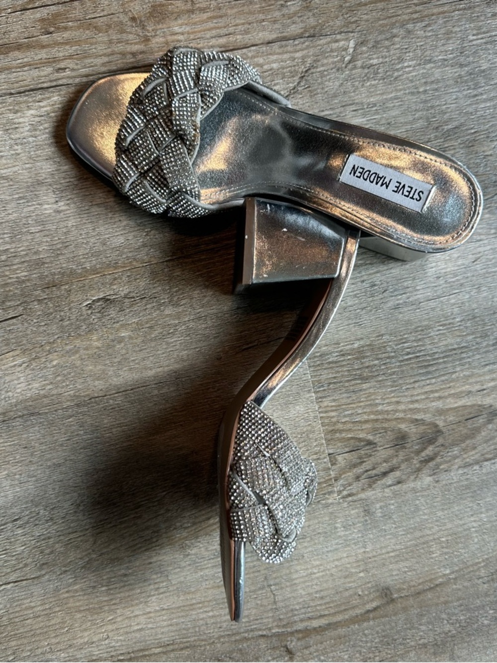 Steve Madden Silver Braided Heels